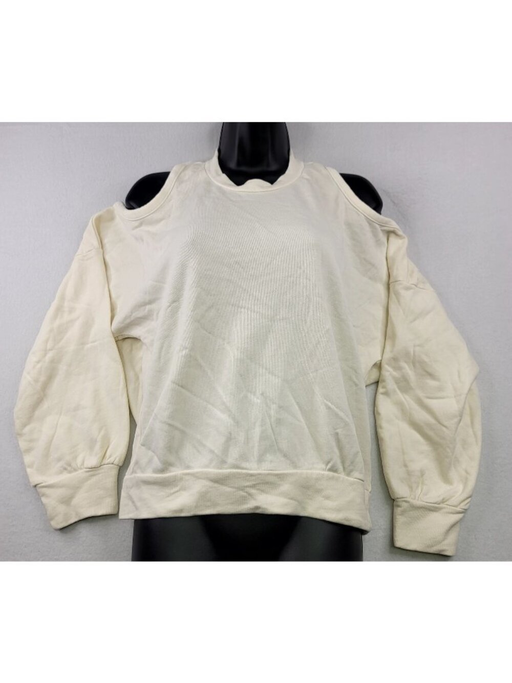 Lanston Porter Halter Open Shoulder Pullover Sweatshirt S Ivory Casual Layers